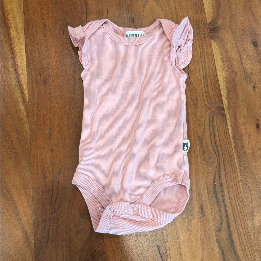 Pink and Gray Ruffled Kids One Pieces Set - Picture 3 of 7